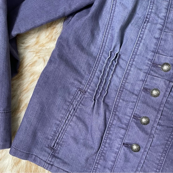 Chicos Platinum ruffle front denim jacket - Picture 5 of 8